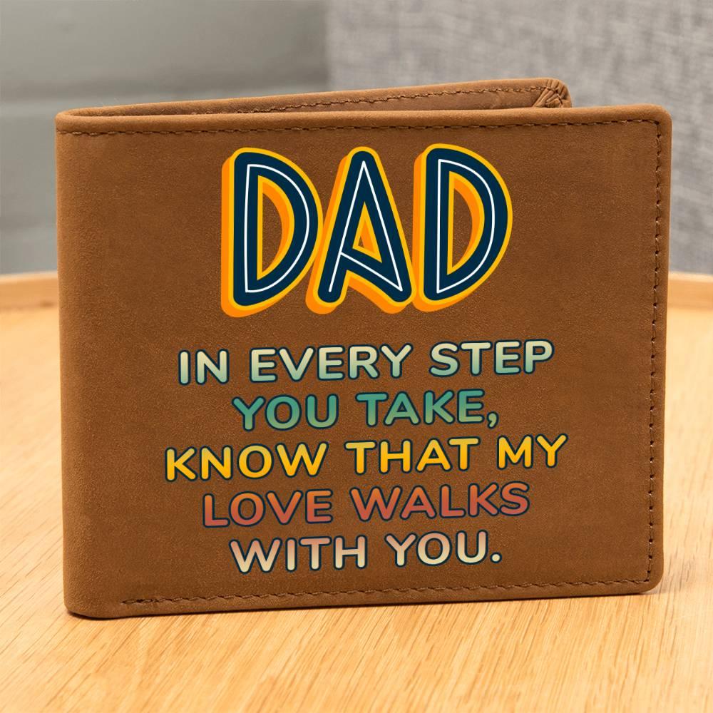 Gift for Dad - In Every Step Love Walks With You Genuine Cowhide Leather Wallet - Mallard Moon Gift Shop