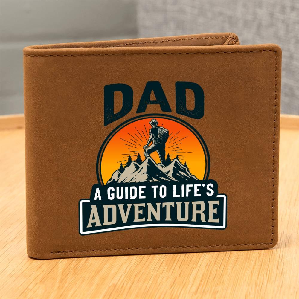 Dad Gift - A Guide to Life's Adventure Genuine Cowhide Leather Wallet - Mallard Moon Gift Shop