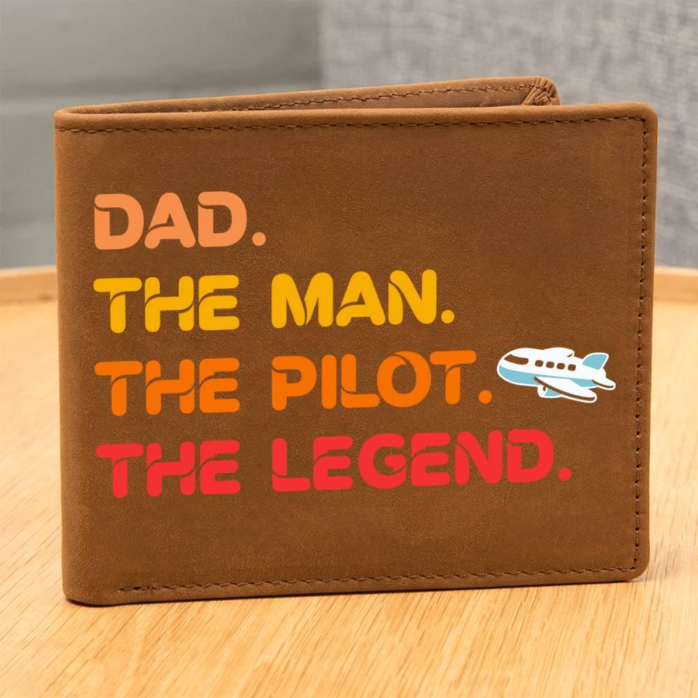 Dad The Man The Pilot The Legend Leather Wallet - Mallard Moon Gift Shop