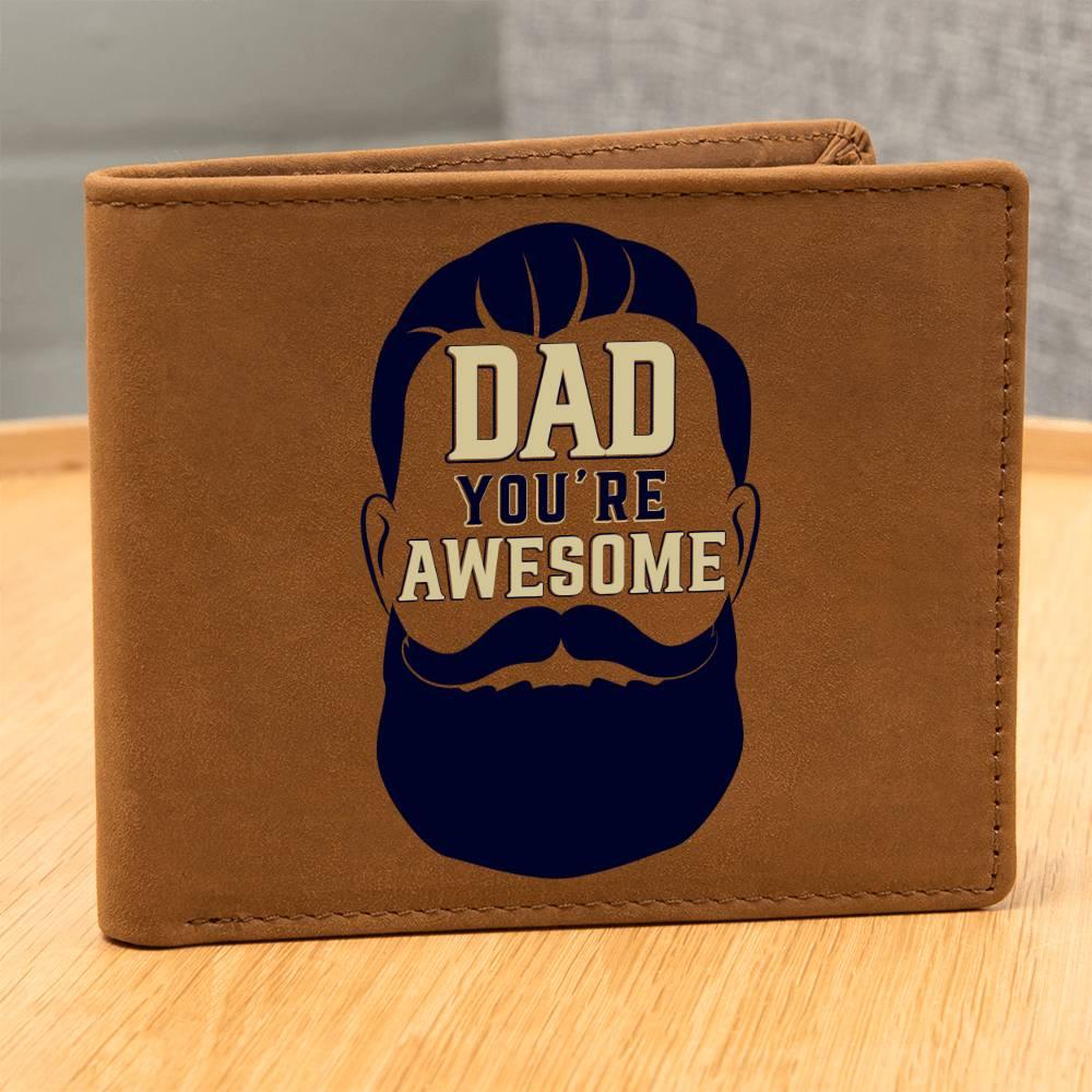 Gift for Dad - You Are Awesome Genuine Cowhide Leather Wallet - Mallard Moon Gift Shop