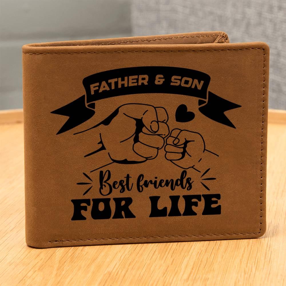 Father and Son Best Friends for Life Leather Wallet - Mallard Moon Gift Shop