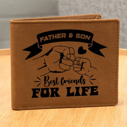Father and Son Best Friends for Life Leather Wallet - Mallard Moon Gift Shop