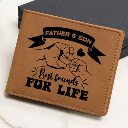 Father and Son Best Friends for Life Leather Wallet - Mallard Moon Gift Shop