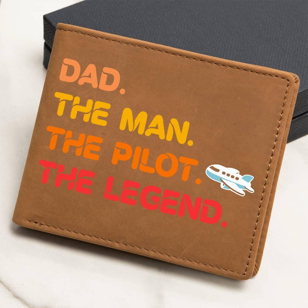 Dad The Man The Pilot The Legend Leather Wallet - Mallard Moon Gift Shop