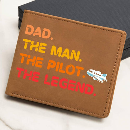 Dad The Man The Pilot The Legend Leather Wallet - Mallard Moon Gift Shop