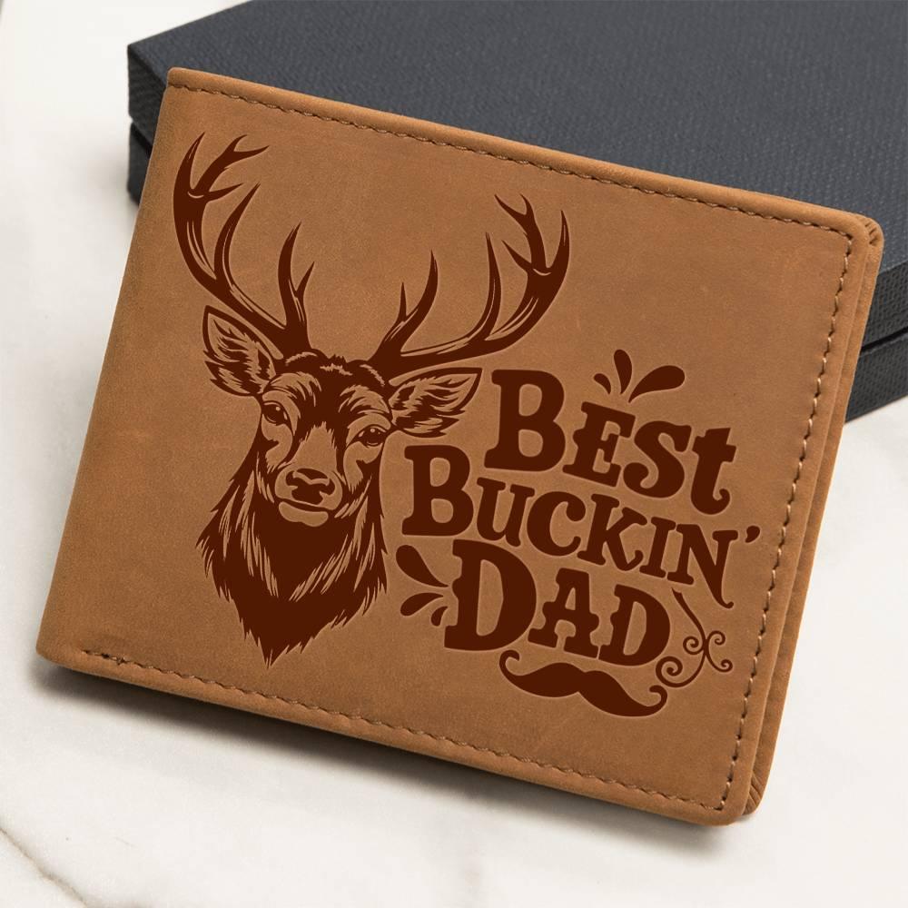 Best Buckin' Dad Genuine Cowhide Leather Wallet - Mallard Moon Gift Shop