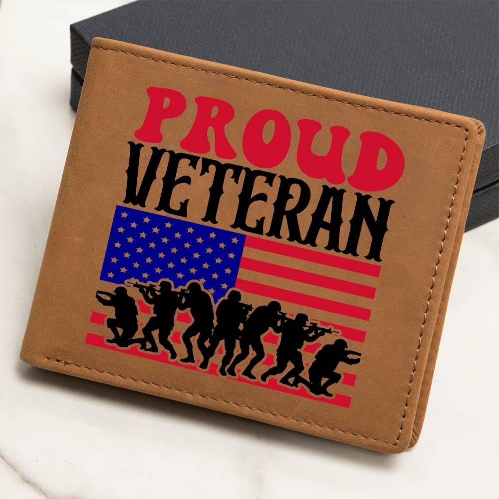 Proud Veteran Genuine Cowhide Leather Wallet - Mallard Moon Gift Shop