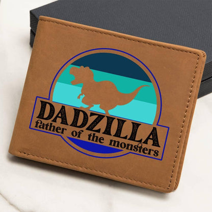 Dadzilla Leather Wallet Gift for Father - Mallard Moon Gift Shop