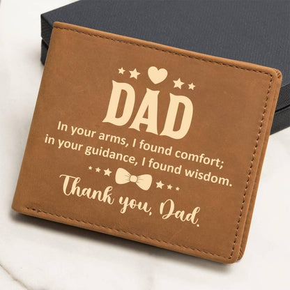 Dad In Your Arms, I Found Comfort Genuine Cowhide Leather Wallet - Mallard Moon Gift Shop