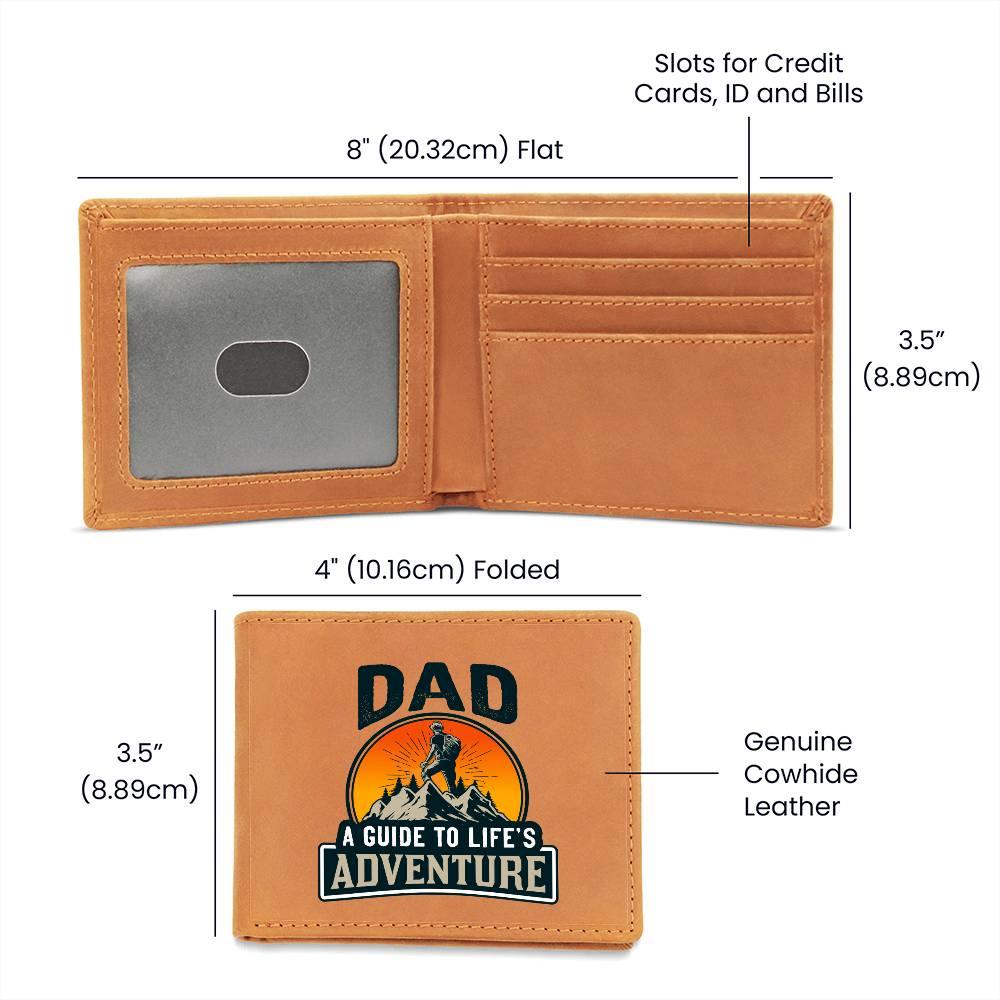 Dad Gift - A Guide to Life's Adventure Genuine Cowhide Leather Wallet - Mallard Moon Gift Shop
