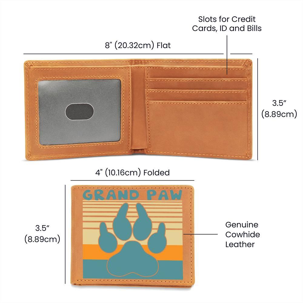 Grand Paw Leather Wallet Gift for Grandfather - Mallard Moon Gift Shop