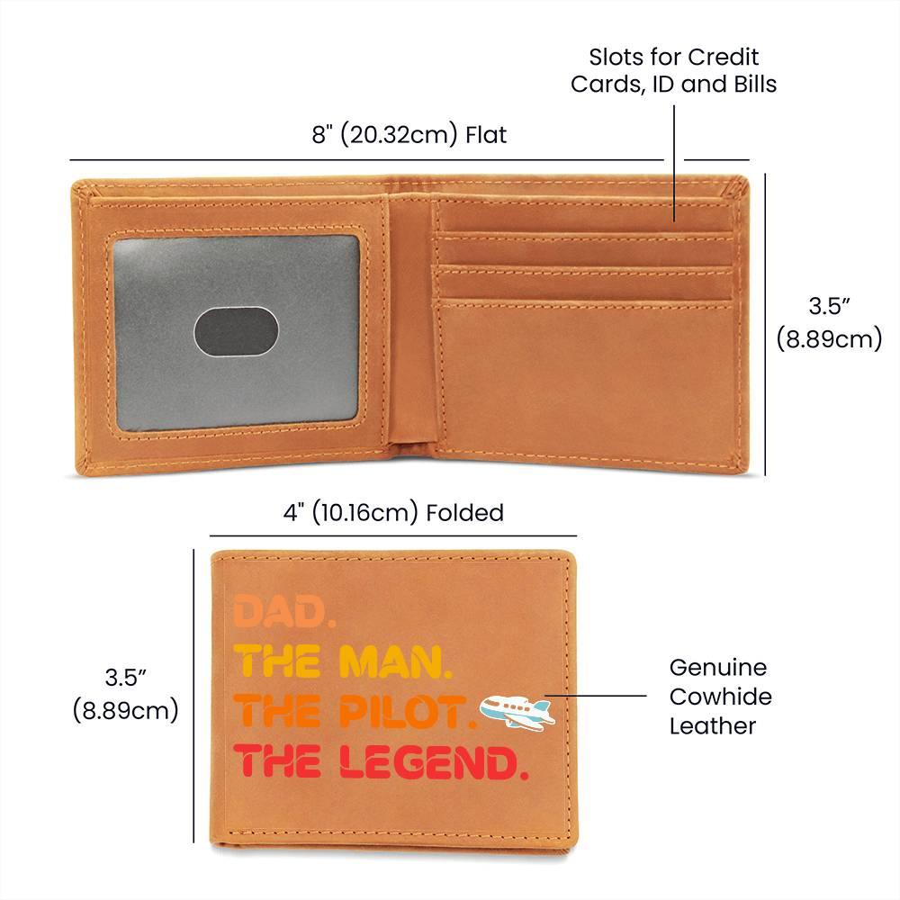 Dad The Man The Pilot The Legend Leather Wallet - Mallard Moon Gift Shop