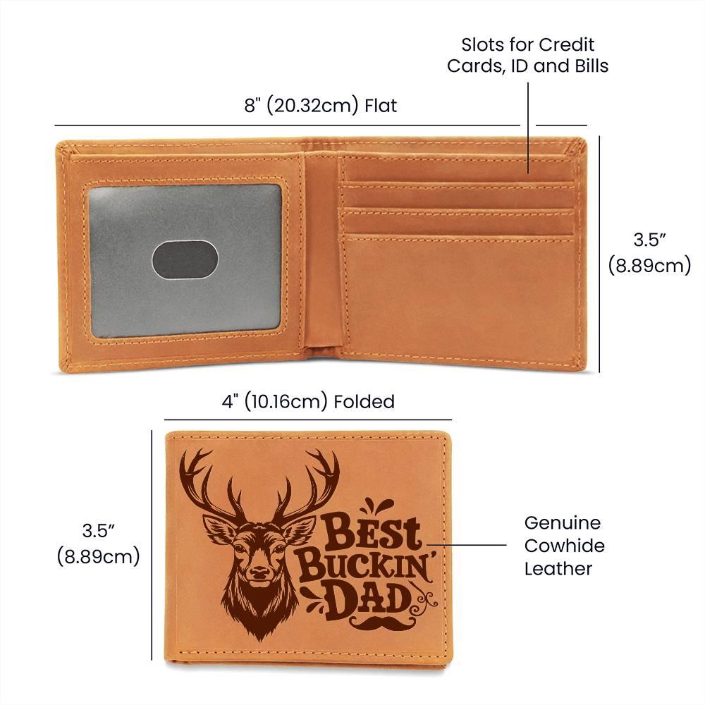 Best Buckin' Dad Genuine Cowhide Leather Wallet - Mallard Moon Gift Shop