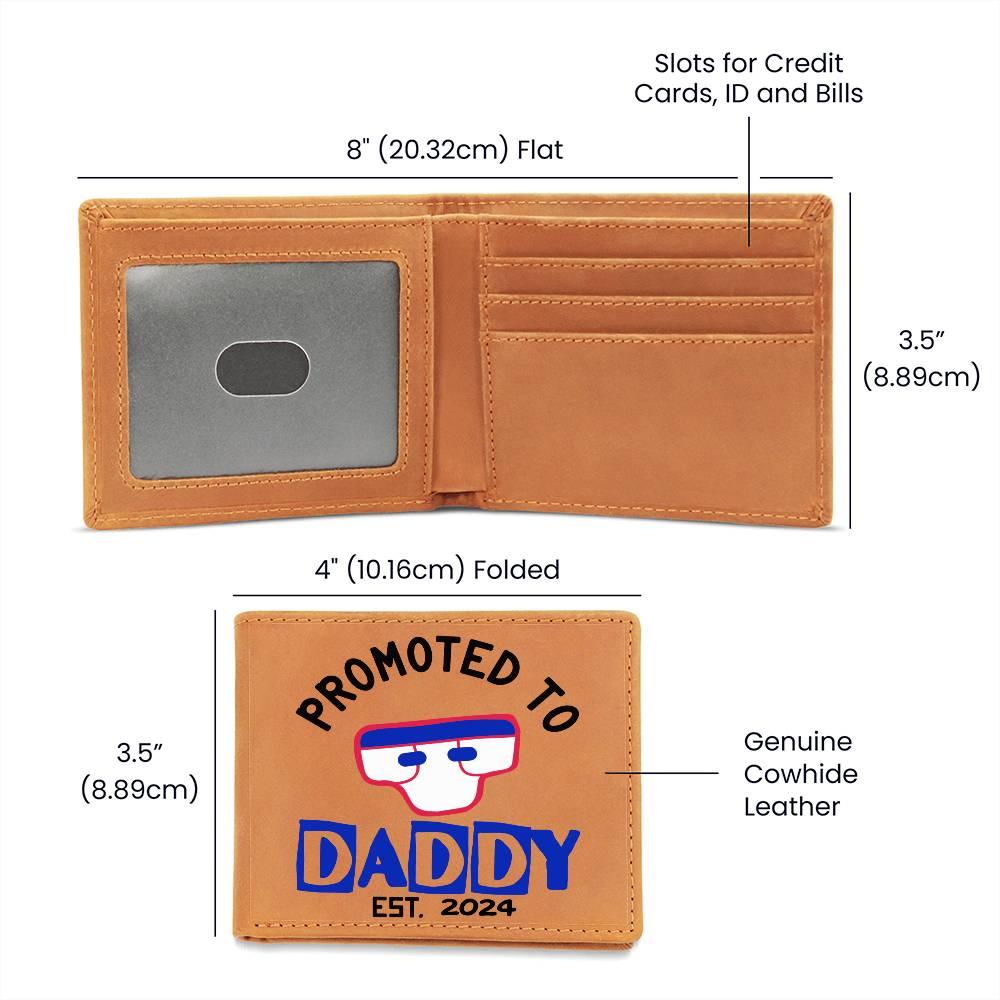 Promoted to Daddy 2024 Leather Wallet - Mallard Moon Gift Shop