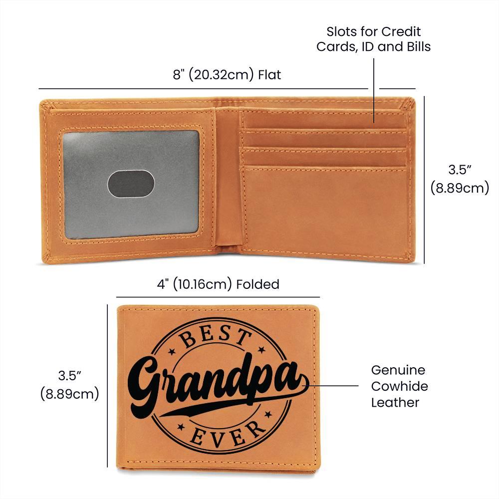 Grandfather Gift - Best Grandpa Ever Genuine Cowhide Leather Wallet - Mallard Moon Gift Shop