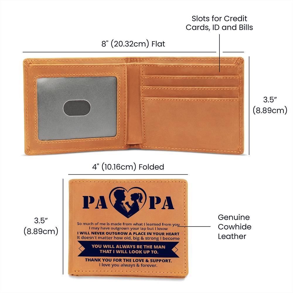Gift for Papa - Never Outgrow Your Heart Genuine Cowhide Leather Wallet - Mallard Moon Gift Shop