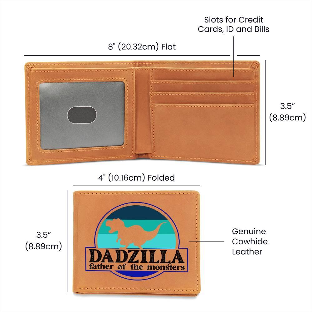 Dadzilla Leather Wallet Gift for Father - Mallard Moon Gift Shop