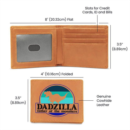 Dadzilla Leather Wallet Gift for Father - Mallard Moon Gift Shop
