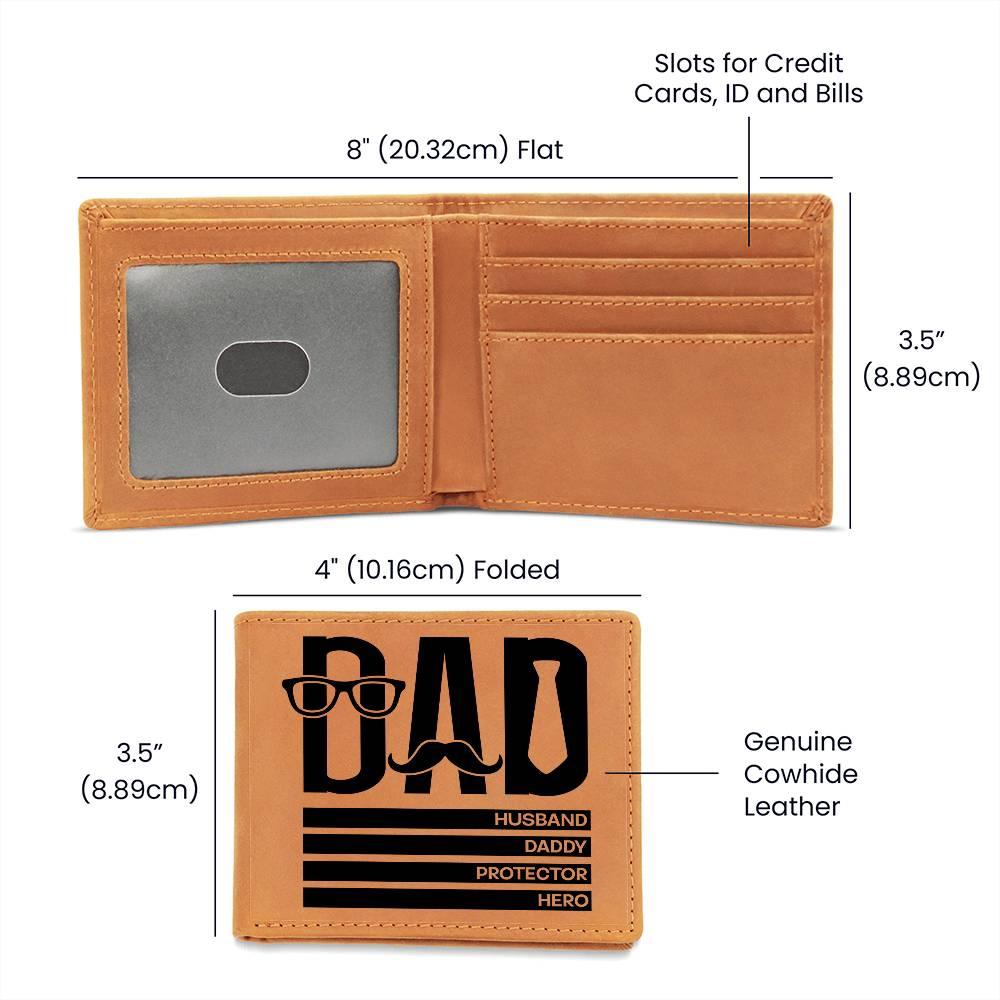 Dad Gift - Husband Daddy Protector Hero Leather Wallet - Mallard Moon Gift Shop