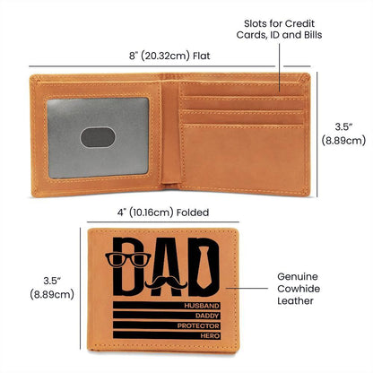 Dad Gift - Husband Daddy Protector Hero Leather Wallet - Mallard Moon Gift Shop
