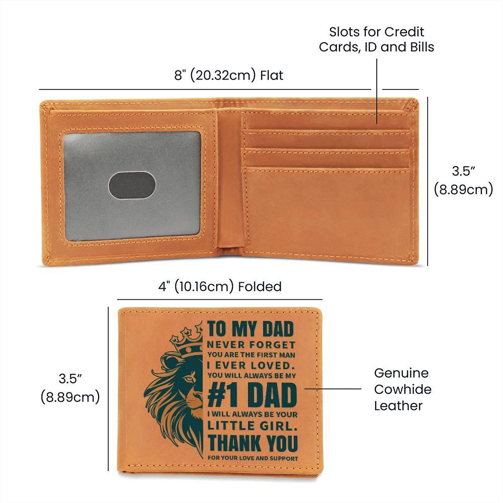 To My Dad - First Man I Loved-Always be Your Little Girl Genuine Cowhide Leather Wallet - Mallard Moon Gift Shop