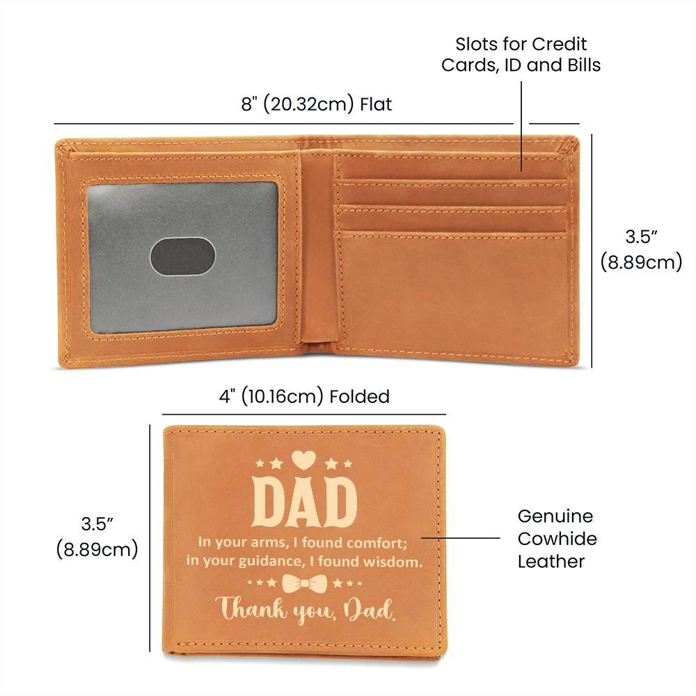 Dad In Your Arms, I Found Comfort Genuine Cowhide Leather Wallet - Mallard Moon Gift Shop