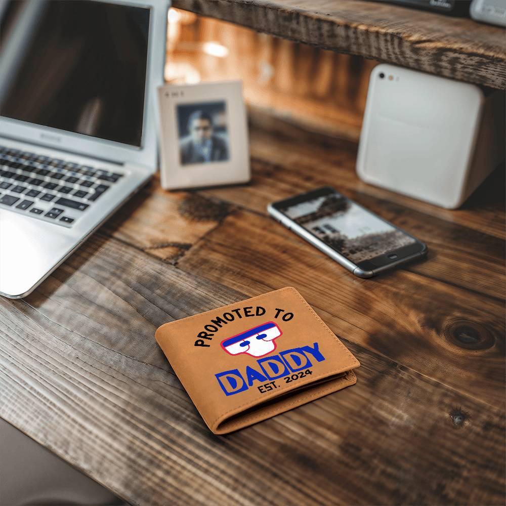 Promoted to Daddy 2024 Leather Wallet - Mallard Moon Gift Shop