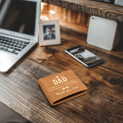 Dad In Your Arms, I Found Comfort Genuine Cowhide Leather Wallet - Mallard Moon Gift Shop