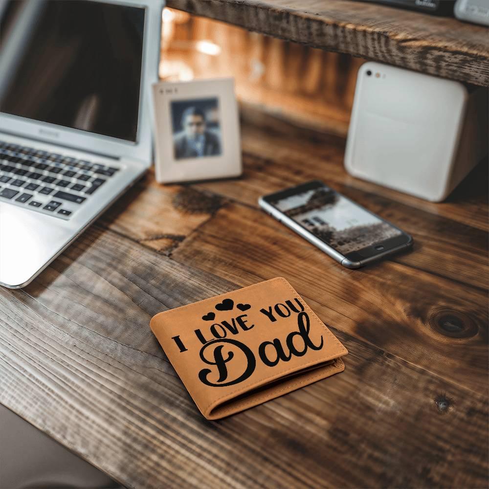 Dad Gift - I Love You Dad Genuine Cowhide Leather Wallet - Mallard Moon Gift Shop