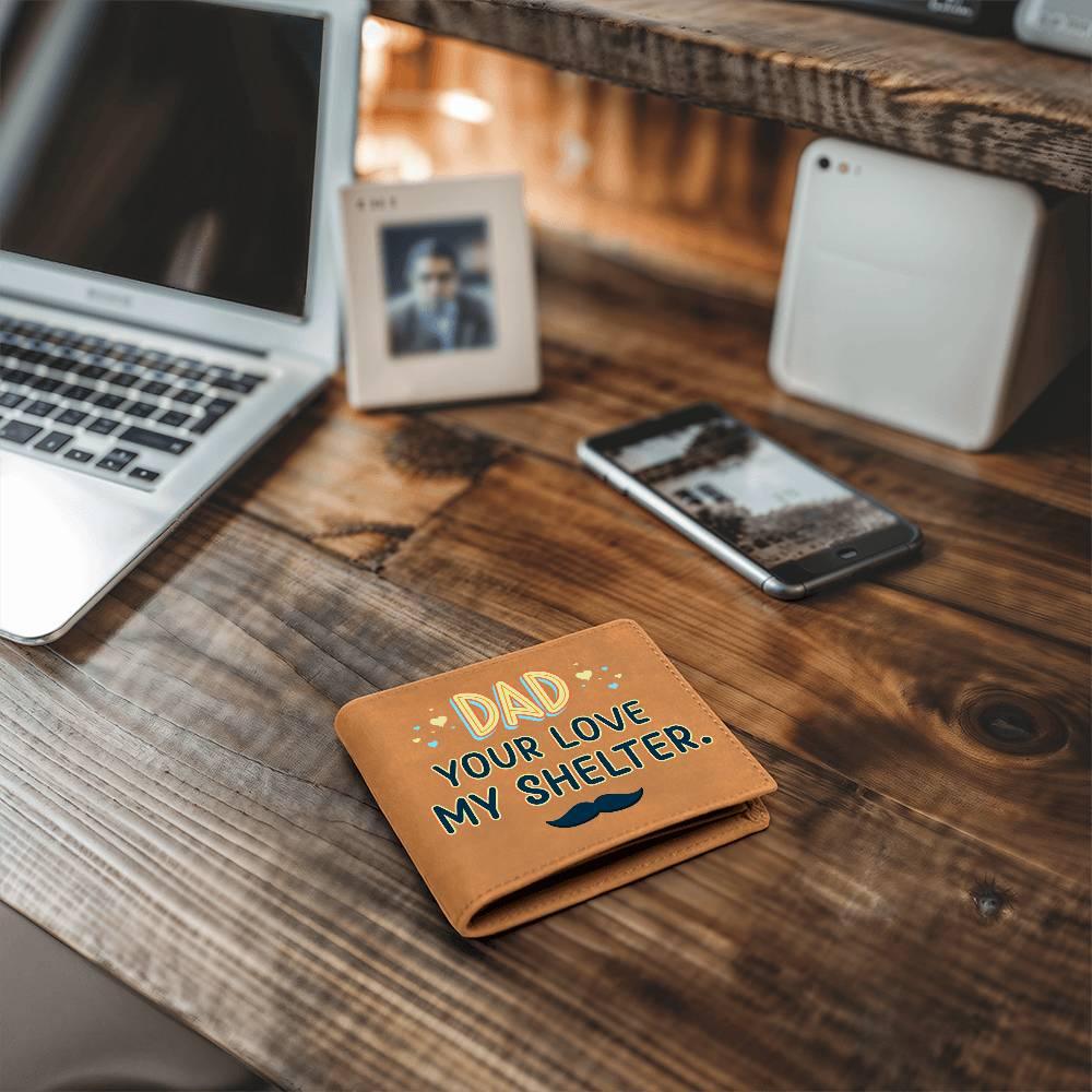 Dad Your Love My Shelter Genuine Cowhide Leather Wallet - Mallard Moon Gift Shop