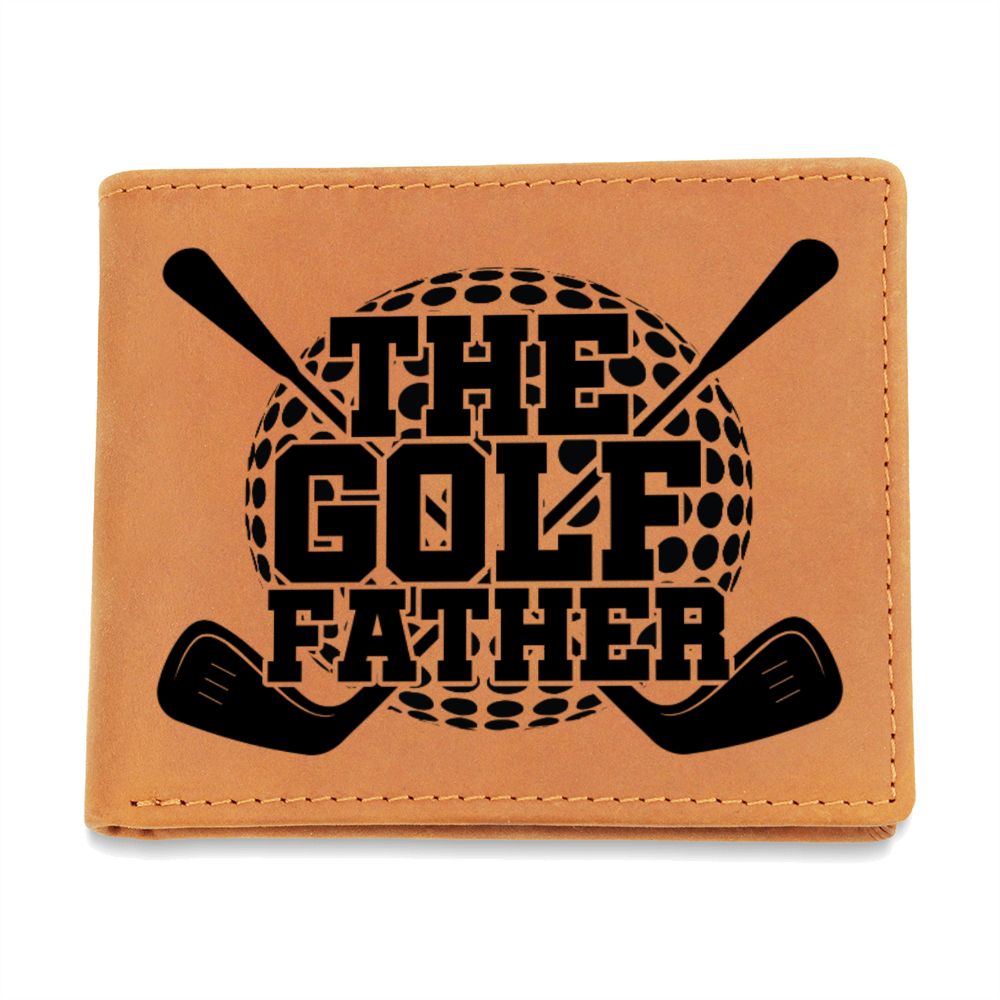 The Golf Father Wallet – Funny Golf Gift for Dad – Full Grain Leather Bifold Wallet in Gift Box - Mallard Moon Gift Shop
