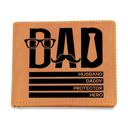 Dad Gift - Husband Daddy Protector Hero Leather Wallet - Mallard Moon Gift Shop