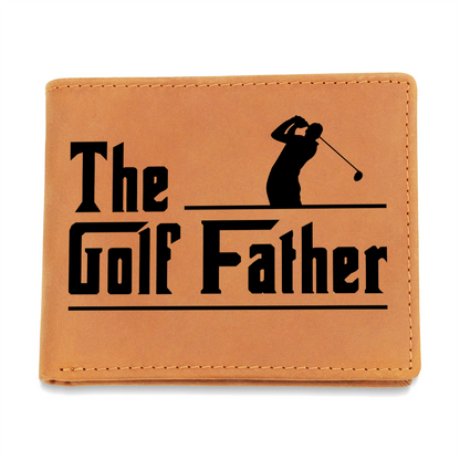 The Golf Father Leather Wallet – Full Grain Cowhide Bifold – Funny Golf Gift for Dad, Grandpa, or Husband - Mallard Moon Gift Shop