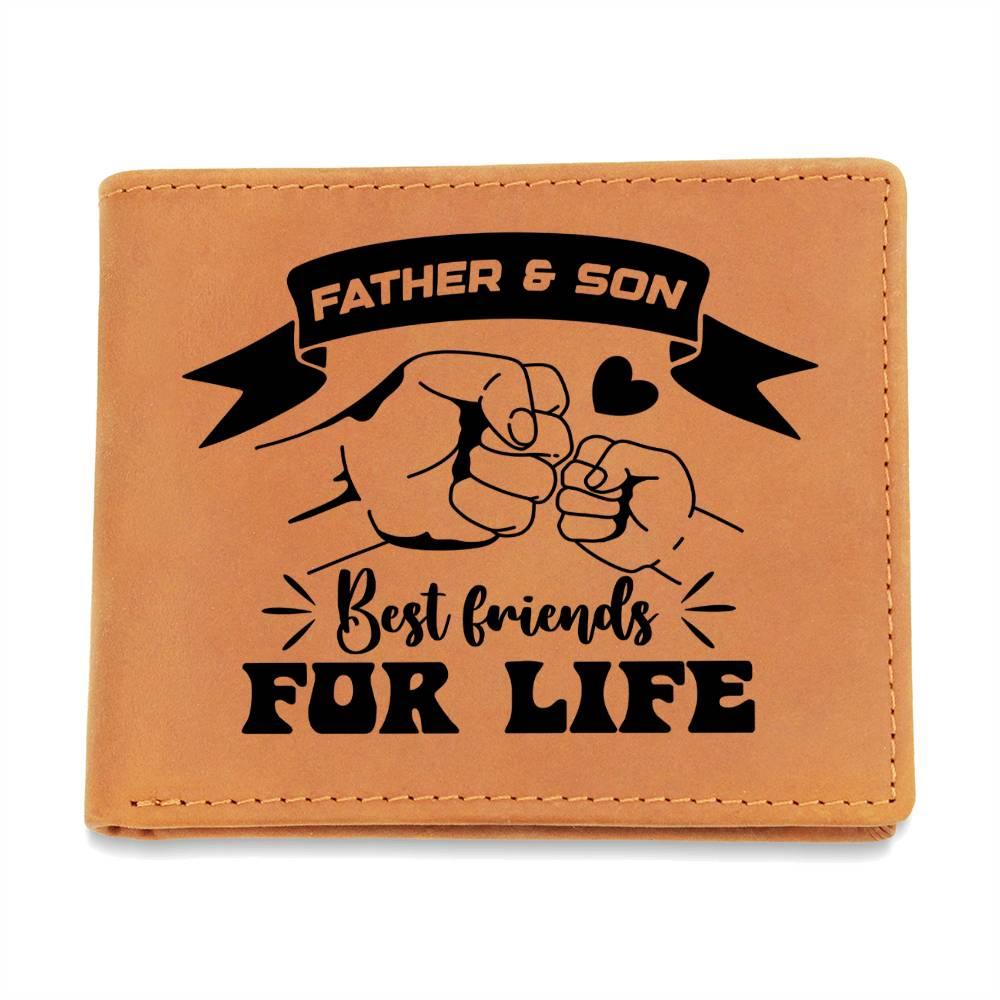 Father and Son Best Friends for Life Leather Wallet - Mallard Moon Gift Shop