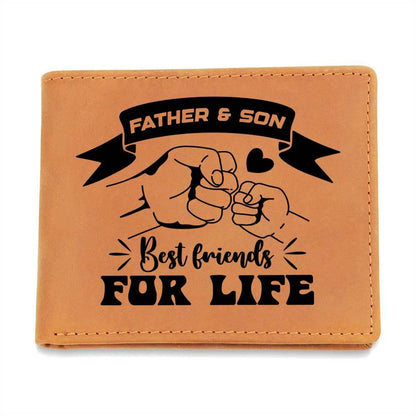 Father and Son Best Friends for Life Leather Wallet - Mallard Moon Gift Shop