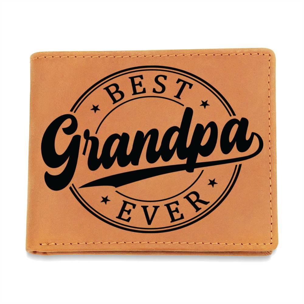 Grandfather Gift - Best Grandpa Ever Genuine Cowhide Leather Wallet - Mallard Moon Gift Shop