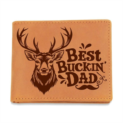Best Buckin' Dad Genuine Cowhide Leather Wallet - Mallard Moon Gift Shop