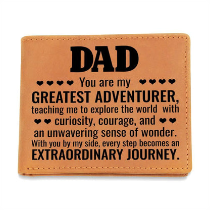 Gift for Dad You Are My Greatest Adventurer Leather Wallet - Mallard Moon Gift Shop