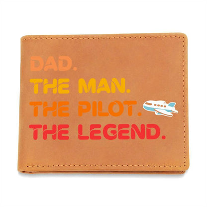 Dad The Man The Pilot The Legend Leather Wallet - Mallard Moon Gift Shop
