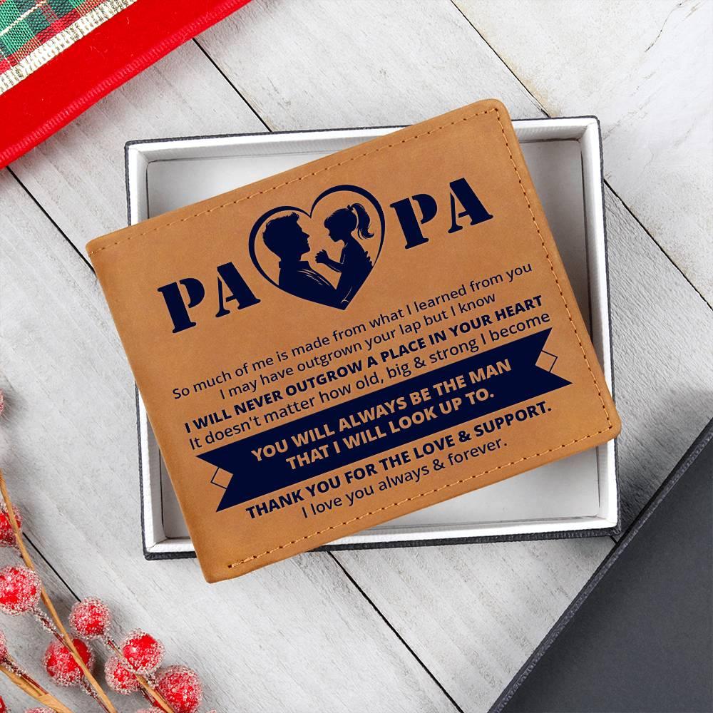 Gift for Papa - Never Outgrow Your Heart Genuine Cowhide Leather Wallet - Mallard Moon Gift Shop