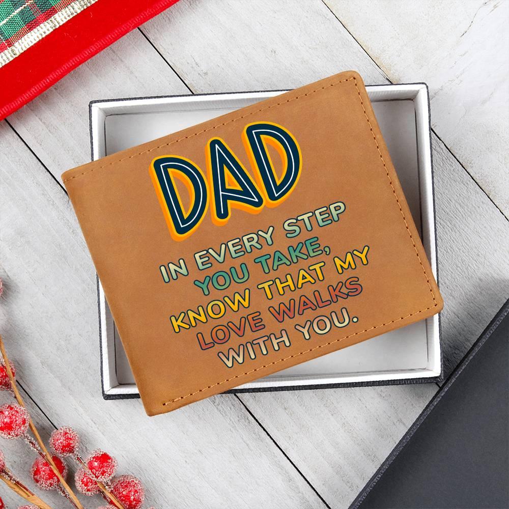 Gift for Dad - In Every Step Love Walks With You Genuine Cowhide Leather Wallet - Mallard Moon Gift Shop