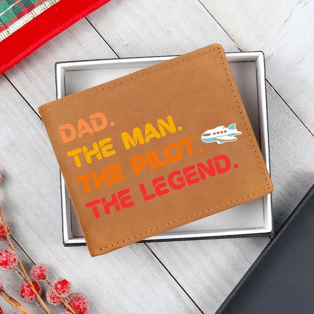 Dad The Man The Pilot The Legend Leather Wallet - Mallard Moon Gift Shop