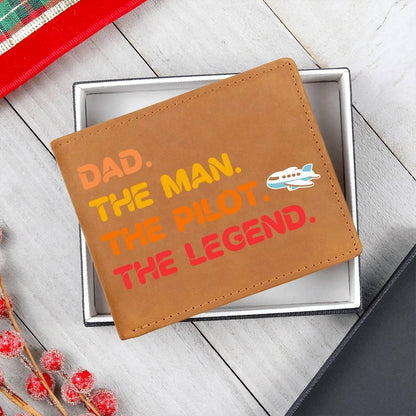 Dad The Man The Pilot The Legend Leather Wallet - Mallard Moon Gift Shop
