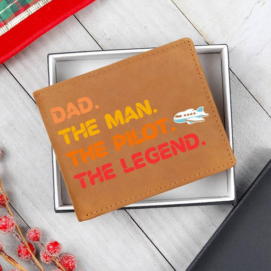 Dad The Man The Pilot The Legend Leather Wallet - Mallard Moon Gift Shop