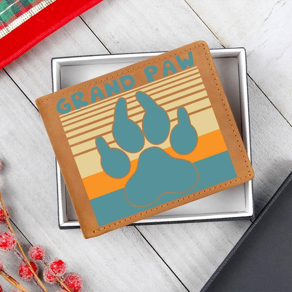 Grand Paw Leather Wallet Gift for Grandfather - Mallard Moon Gift Shop
