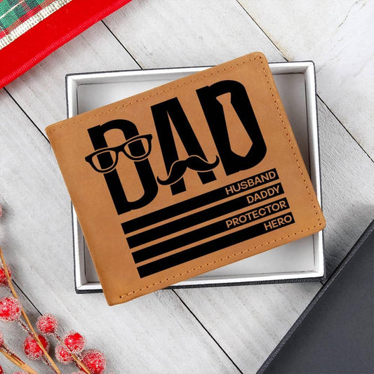 Dad Gift - Husband Daddy Protector Hero Leather Wallet - Mallard Moon Gift Shop