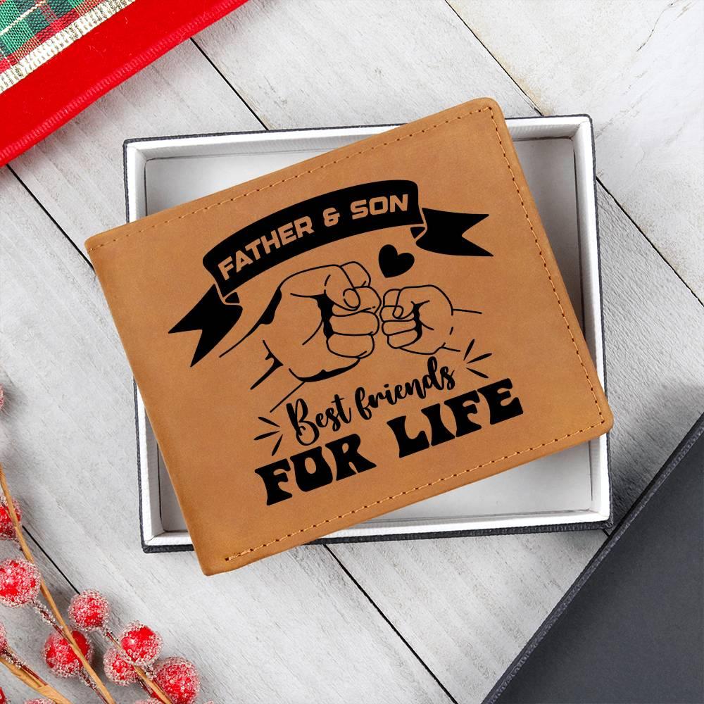 Father and Son Best Friends for Life Leather Wallet - Mallard Moon Gift Shop