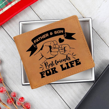 Father and Son Best Friends for Life Leather Wallet - Mallard Moon Gift Shop