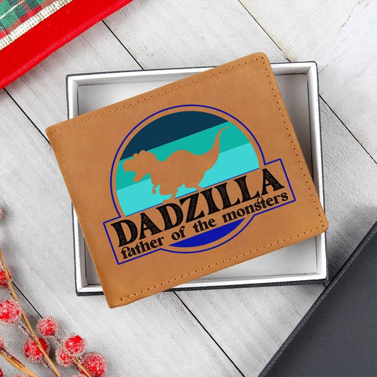 Dadzilla Leather Wallet Gift for Father - Mallard Moon Gift Shop