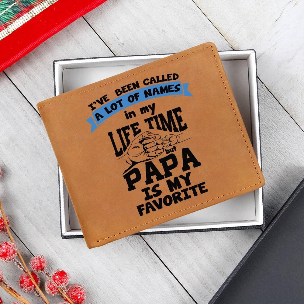 Papa is My Favorite Title Leather Wallet - Mallard Moon Gift Shop